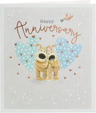 UK Greetings Boofle anniversary greeting card with colorful floral design and adorable Boofle character.
