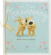 UK Greetings Boofle anniversary greeting card for husband or wife with cute design and envelope, perfect for celebrating special occasions.