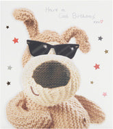 UK Greetings Boofle birthday card featuring a colorful illustration of Boofle, a cute animal character, for celebrating birthdays.