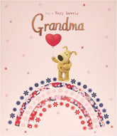 UK Greetings Boofle birthday card for grandma with colorful balloon illustration and envelope, featuring a sweet design.