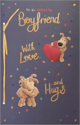 UK Greetings Boofle Boyfriend Birthday Card featuring a cute Boofle character and cheerful birthday message on a colorful card.