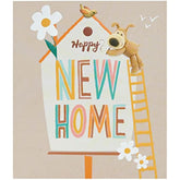 UK Greetings Boofle congratulation greeting card for a new home, featuring colorful illustrations and cheerful design.