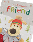 UK Greetings Boofle Friend Christmas Card with envelope, featuring cute design, presents, and festive holiday imagery.