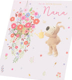 UK Greetings Boofle Nana birthday card featuring colorful illustrations and cheerful design for celebrating Nana's birthday.