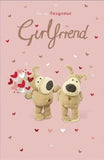 UK Greetings Boofle Valentine's Day greeting card featuring a heart bouquet for a gorgeous girlfriend