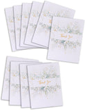Set of 10 UK Greetings botanical designs thank you greeting cards with floral patterns and elegant thank you messages.