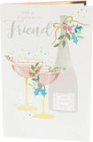 UK Greetings Bottle of Bubbly Friend greeting card featuring colorful bubbly design, perfect for celebrating friends.