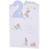 UK Greetings Boy 2nd Birthday Card with colorful illustrations and cheerful design for celebrating a young child's special day.