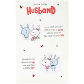 UK Greetings Bunny Husband Valentine’s Day Card with poem, featuring cute bunny illustration and heartfelt message for a loved one.