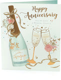 UK Greetings wedding anniversary card with champagne gold foil design for a special couple, featuring elegant decorative elements.