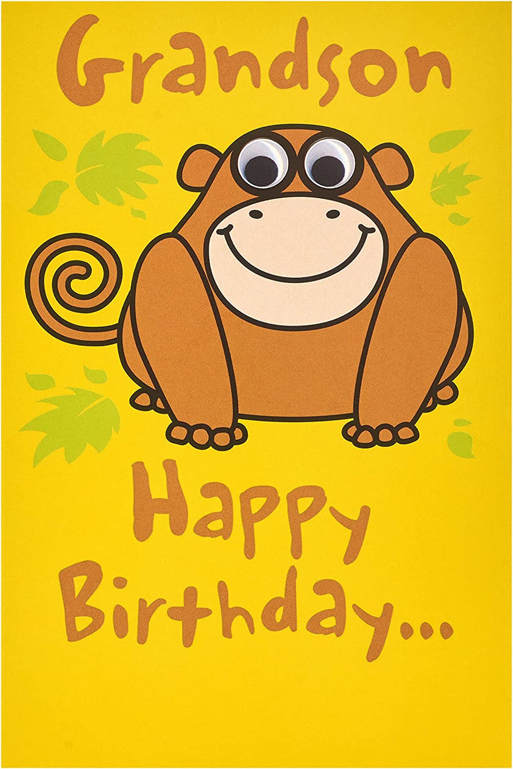 UK Greetings Cheeky Monkey Grandson Birthday Card featuring colorful cartoon monkey design and cheerful birthday message.