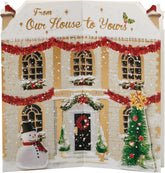 UK Greetings Christmas card for family featuring a festive house-shaped design, perfect for holiday greeting cards.