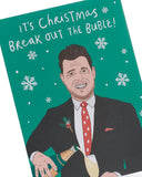 UK Greetings Christmas card for him, her, or friends featuring the Break Out the Bubl design with festive holiday imagery.