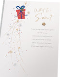 UK Greetings Christmas card for son featuring a sentimental festive design with holiday-themed illustrations and heartfelt message.