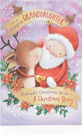 UK Greetings Christmas Story greeting card featuring a festive design for granddaughter, perfect for holiday wishes.