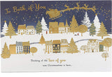 UK Greetings Christmas Town Scene greeting card featuring festive holiday illustrations for both recipients, 75-pack.