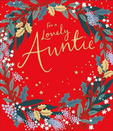 UK Greetings Christmas wreath Auntie card featuring festive holiday design, perfect for sending warm Christmas wishes.