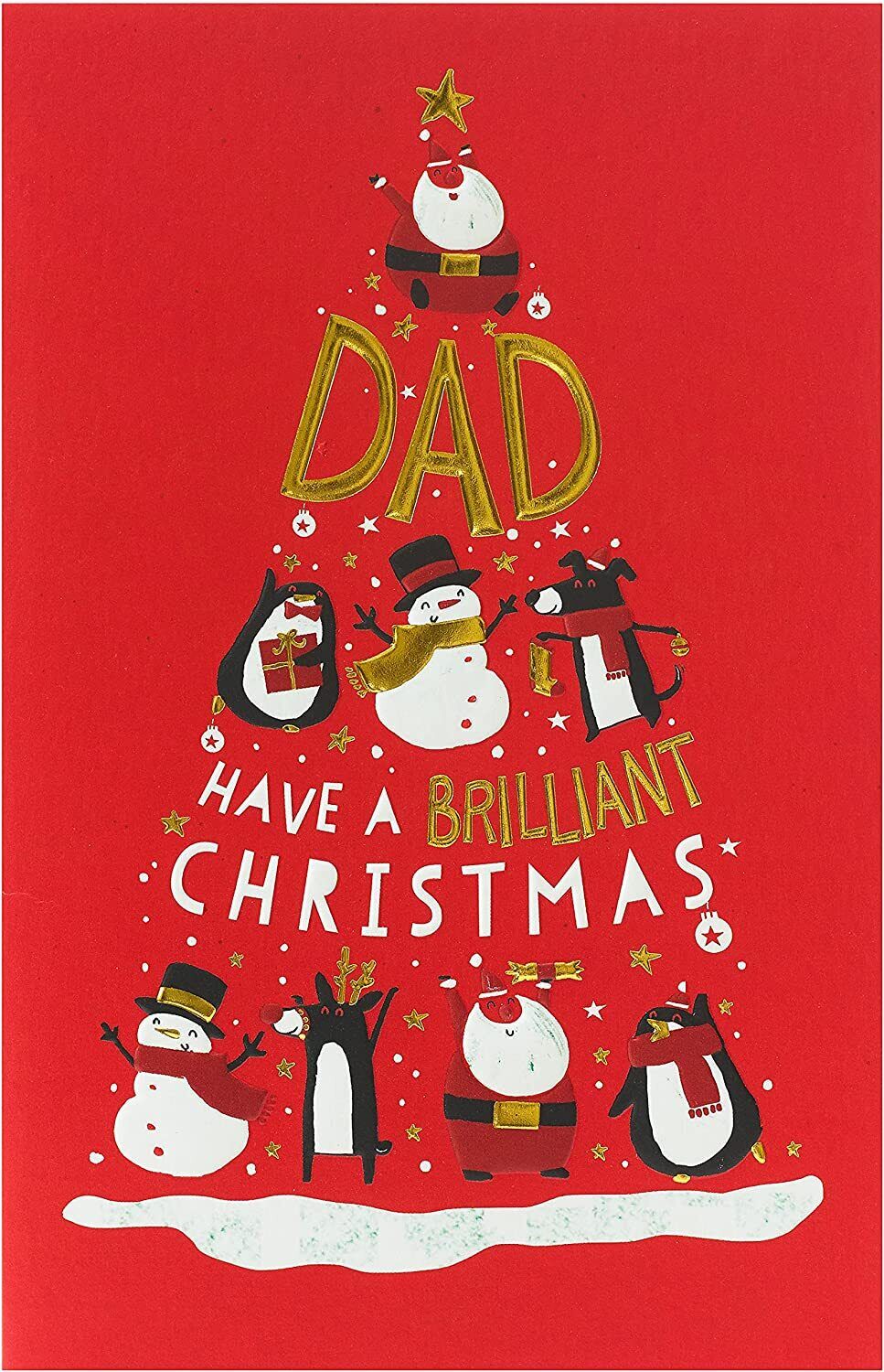 UK Greetings Christmassy Characters Tree Design Dad Christmas Card featuring festive holiday illustrations for special occasions