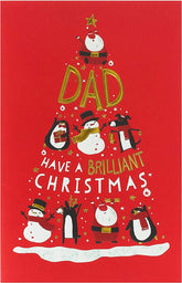 UK Greetings Christmassy Characters Tree Design Dad Christmas Card featuring festive holiday illustrations for special occasions