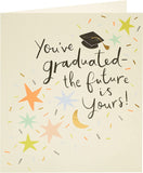 UK Greetings Graduation Card featuring congratulatory message, suitable for celebrating graduates, with colorful design and festive details.