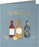 UK Greetings contemporary beer design Uncle birthday card featuring colorful beer glass illustrations and cheerful greeting text.