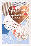 UK Greetings contemporary design husband birthday card featuring modern artwork and heartfelt message, ideal for celebrating his special day.