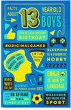 UK Greetings Cool Gamer Games 13th Birthday Card featuring vibrant gaming-themed design and colorful graphics for teen birthdays.