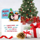 UK Greetings Crackers Mum and Dad Christmas greeting card featuring a funny penguin design for holiday cheer.
