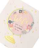 UK Greetings Mother’s Day card featuring a cut-out globe design, ideal for celebrating wives and mothers with a heartfelt message.