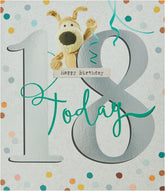UK Greetings Cute 18th Boofle birthday card featuring a cheerful illustration of Boofle for a special birthday celebration.