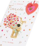 UK Greetings Cute Design Boofle Fiancée Birthday Card, featuring adorable cartoon character and festive message for special occasion.