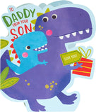 UK Greetings cute dinosaur Father’s Day card for daddy from son, featuring colorful dinosaur illustration and heartfelt message.