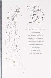 UK Greetings Dad birthday card with sentimental verse, featuring heartfelt message and decorative design for special occasion.