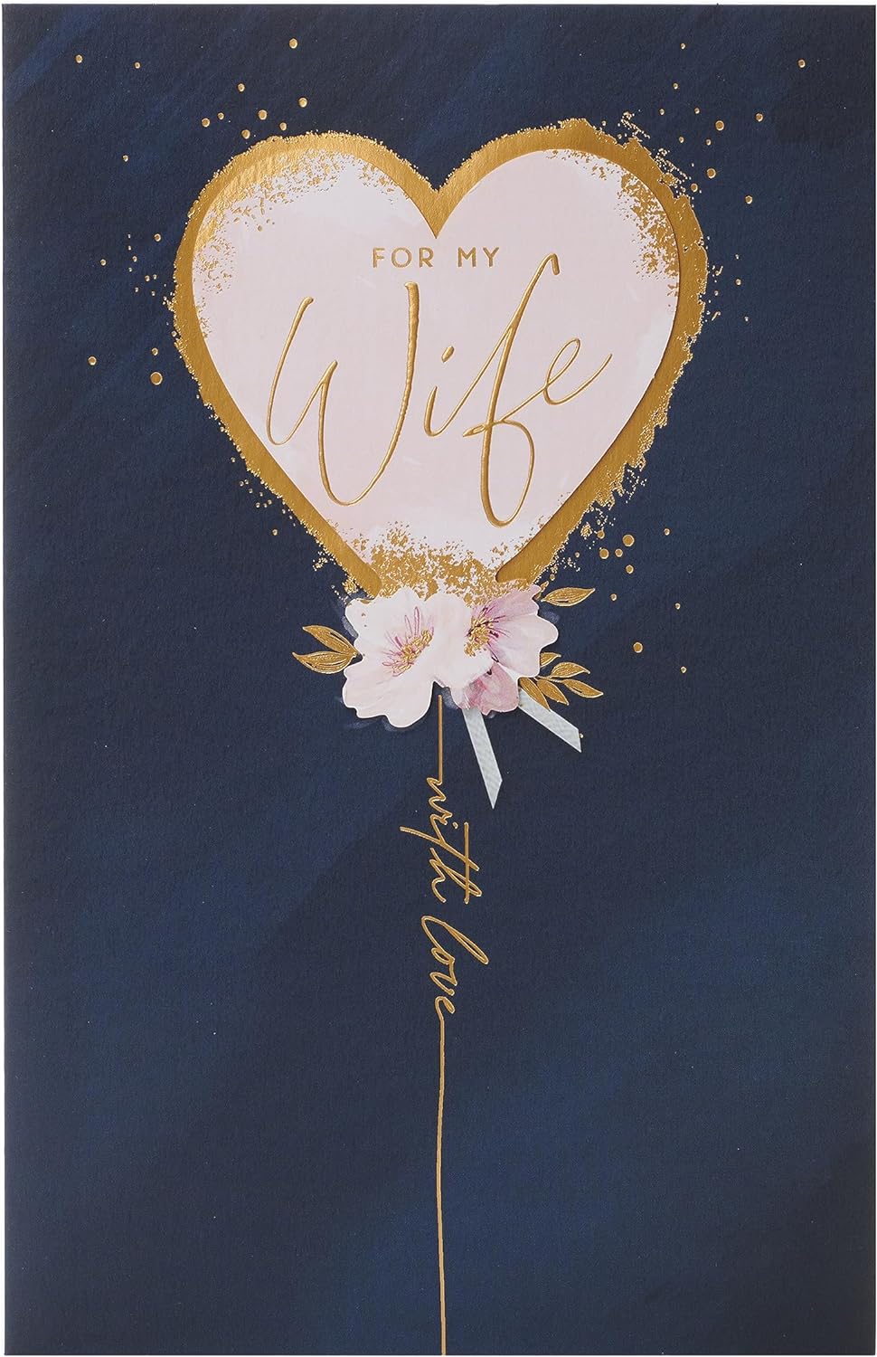 UK Greetings dark blue and gold wife birthday greeting card with elegant design, perfect for celebrating special occasions.