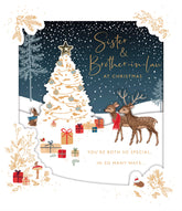 UK Greetings Deer Christmas scene greeting card featuring a sister and brother-in-law for holiday wishes.