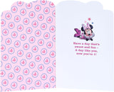 Pink Disney 1st birthday greeting card for girls featuring Minnie Mouse, with an envelope, by UK Greetings.