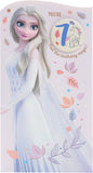 Disney Frozen 7th birthday greeting card by UK Greetings featuring Elsa, girl design with envelope.