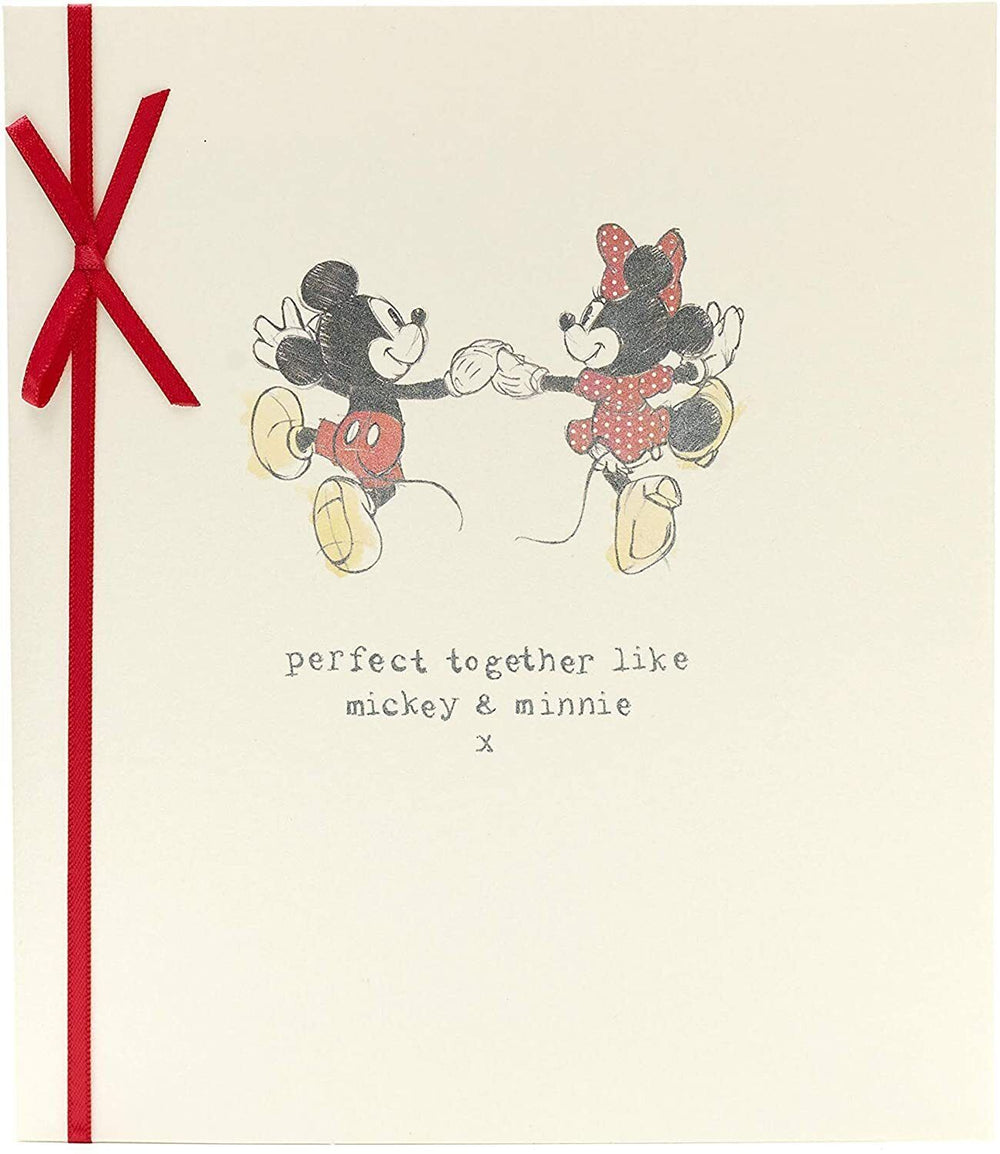 Disney Mickey and Minnie Mouse anniversary greeting card by UK Greetings featuring colorful cartoon characters on the front.