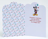 Disney Mickey Mouse 1st birthday greeting card by UK Greetings featuring Mickey Mouse with colorful birthday designs.