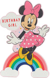 UK Greetings Disney Minnie Mouse birthday card featuring Minnie Mouse illustration on colorful greeting card background.