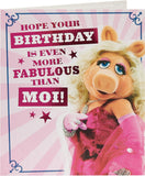 UK Greetings Disney Muppets Miss Piggy birthday card featuring colorful Miss Piggy illustration and festive design.