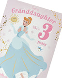 Disney Princess Cinderella 3rd birthday greeting card by UK Greetings featuring Cinderella in a fairy tale scene.