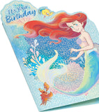 UK Greetings Disney Little Mermaid Ariel birthday greeting card featuring Ariel in a colorful underwater scene.