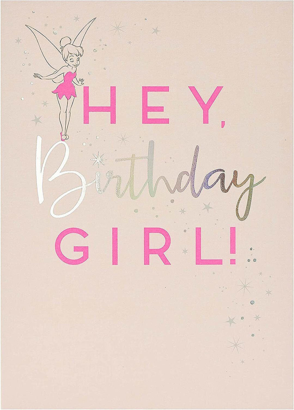 UK Greetings Disney Tinkerbell birthday greeting card featuring Tinkerbell illustration and festive design.