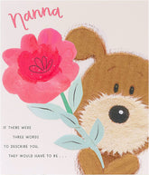 UK Greetings Dog and flower Mother's Day card featuring a charming design, perfect for Nanna on her special day.