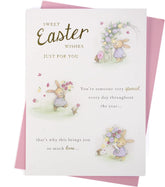 UK Greetings Easter Card featuring a festive design with "Sweet Easter Wishes Just for You" message for celebrating Easter greetings.