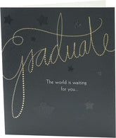 UK Greetings elegant graduation card with foil and embossed finish, featuring a celebratory design and heartfelt message.
