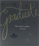 UK Greetings elegant graduation card with foil accents and embossed finish, featuring a celebratory design.