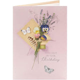 UK Greetings embossed floral birthday card from the Into the Meadow range featuring a cute, detailed floral design on the front.