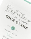 UK Greetings exam congratulations card featuring a colorful design, celebrating passed results and academic achievement.